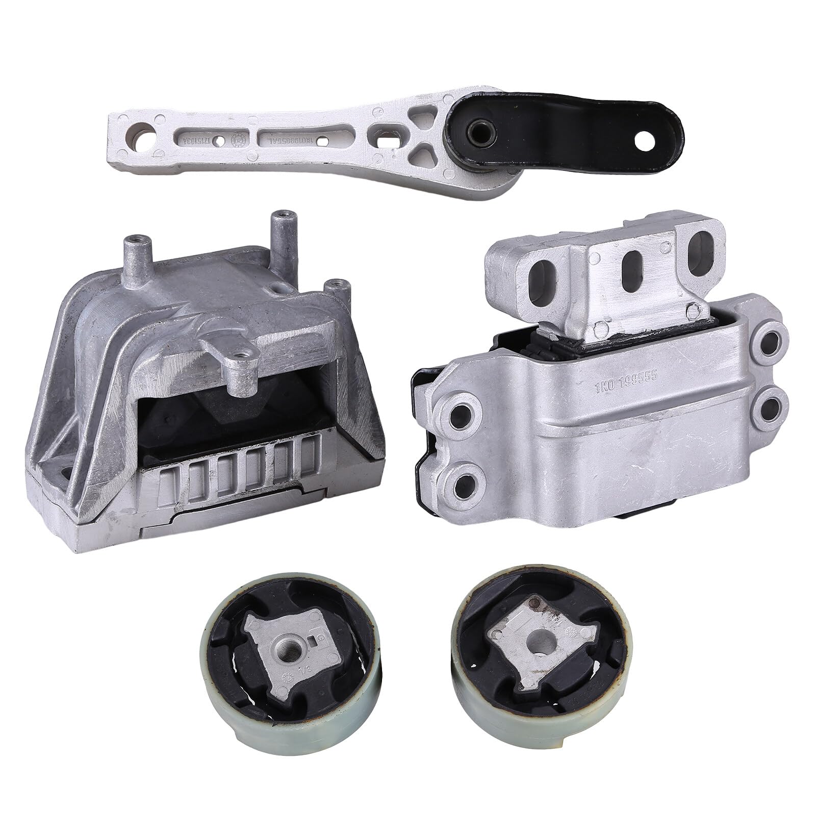 5Pcs Engine Motor Trans Mount Fit For 2005-2010 Jetta 2.5L Replace 1K0199855Bb, 1K0199262Bc, 1J0199262Da, 1J0199262Cr, 1K0199555Ap Rear Lower Engine Torque Strut Mount Engine Motor Transmission Mount