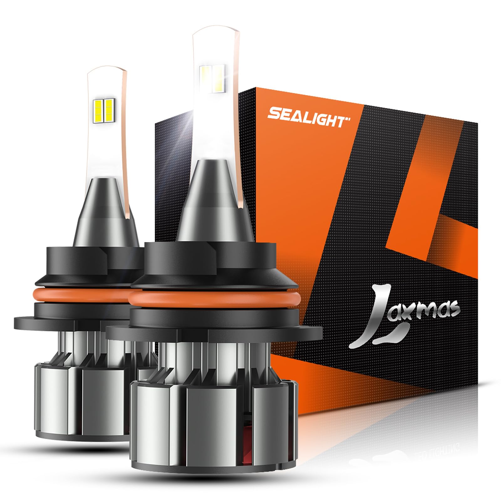 SEALIGHT 9007 LED Bulbs, L2 HB5 24,000LM Super Brightness 6000K Cool White Bulbs, IP68 Waterproof, Plug and Play, 15000RPM Turbo