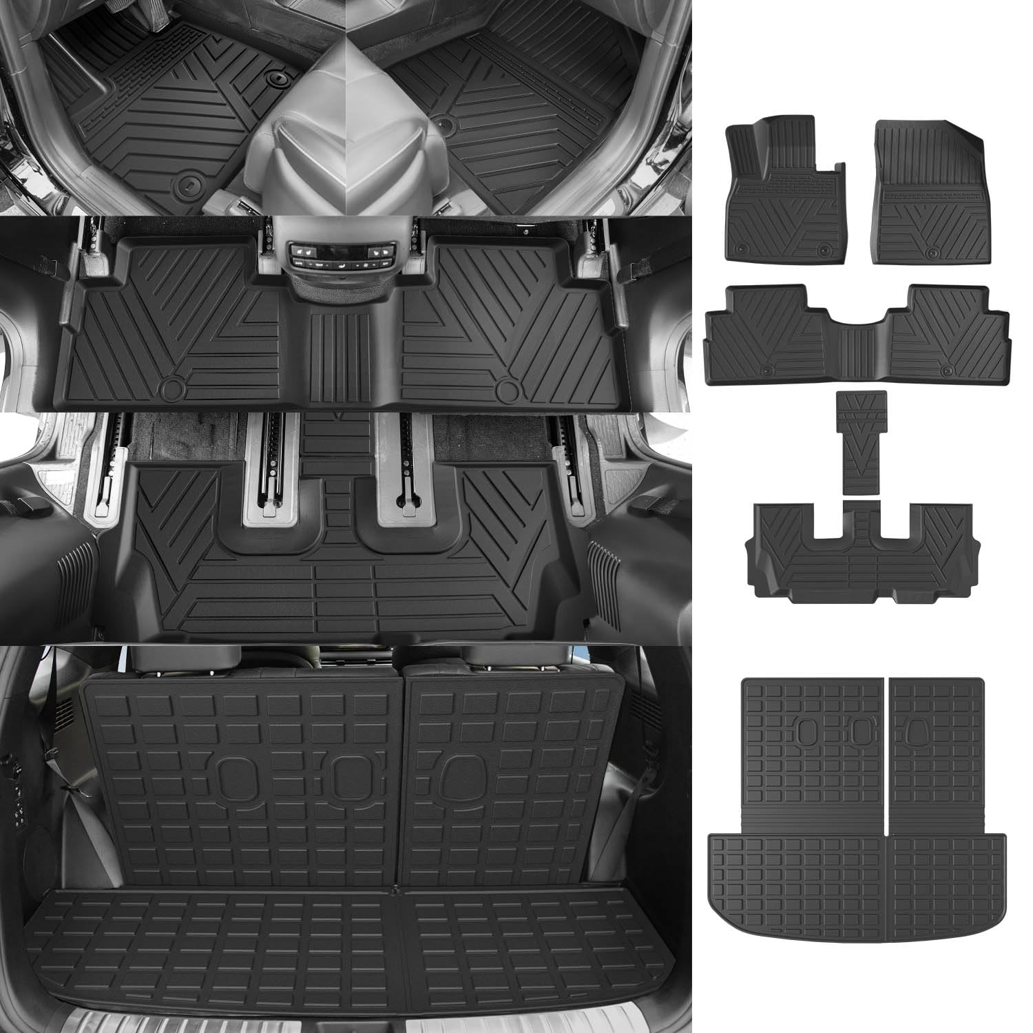 Powoq 7&8 Floor Mat Compatible With Hyundai Palisade Cargo Mat Liners Replacement For 20-25 Hyundai Palisade Accessories(Trunk&B