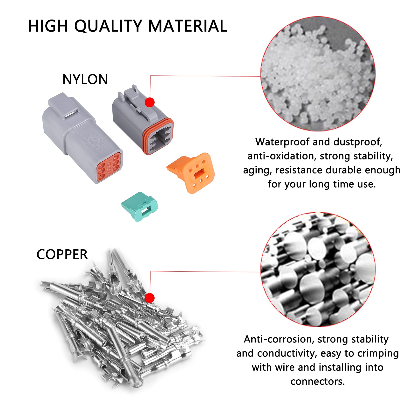 Muyi 5 Kit 6 Pin Way Dt Series Connector Gray Receptacle Ip67 Waterproof Heavy Duty 14-18 Awg 13 Amps Continuous Dt04-6P Dt06-6S