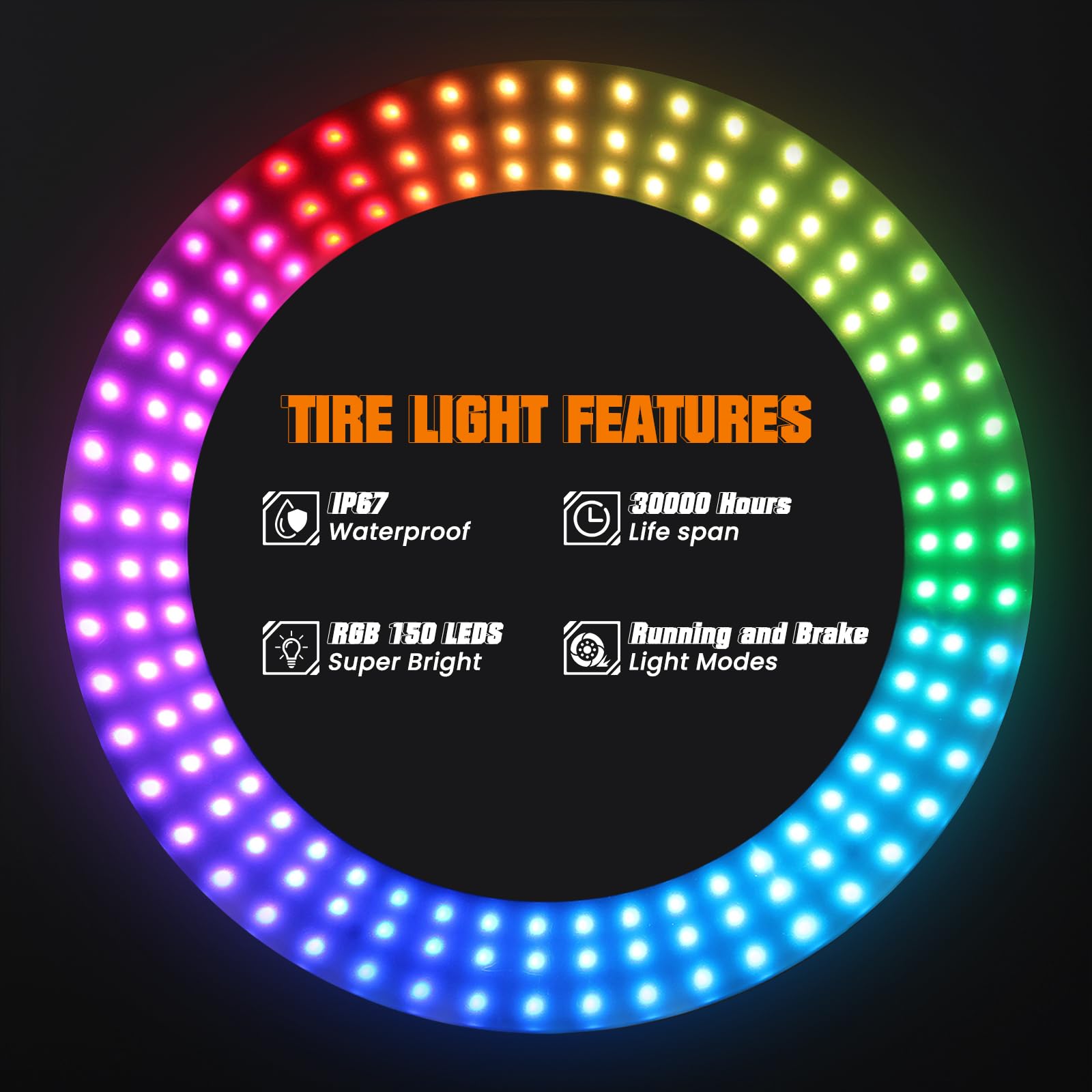 Karsam Rgb Spare Tire Brake Light For 2007-2025 Jeep Wrangler Jk Jku Jl Jlu, Rf & Bluetooth Control Rgb Running Lights & Red Led