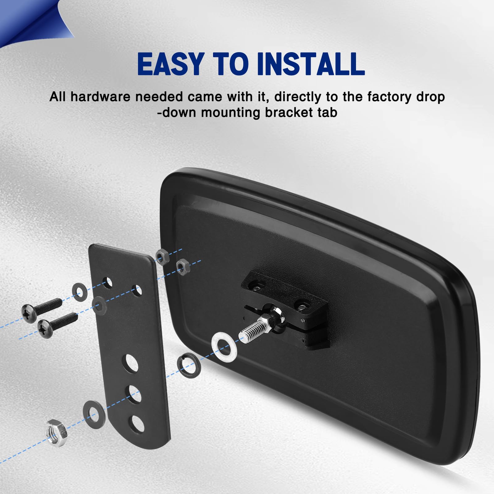 Ranger Rear View Mirror, Unigt Center Convex Rearview Mirrors Compatible With 2017-2025 Polaris Ranger 500 570 900 Xp 1000 Xp/Crew Fits Factory Present Drop Down Mounting Tab 2879969