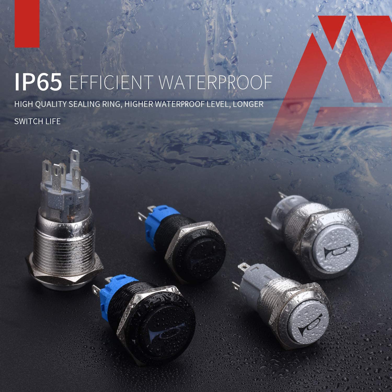 Apiele 16Mm 12V Momentary Speaker Horn Push Button Toggle Switch 0.63'' Mounting Hole 1No 1Nc Spdt With Pre-Wiring Socket For Ca