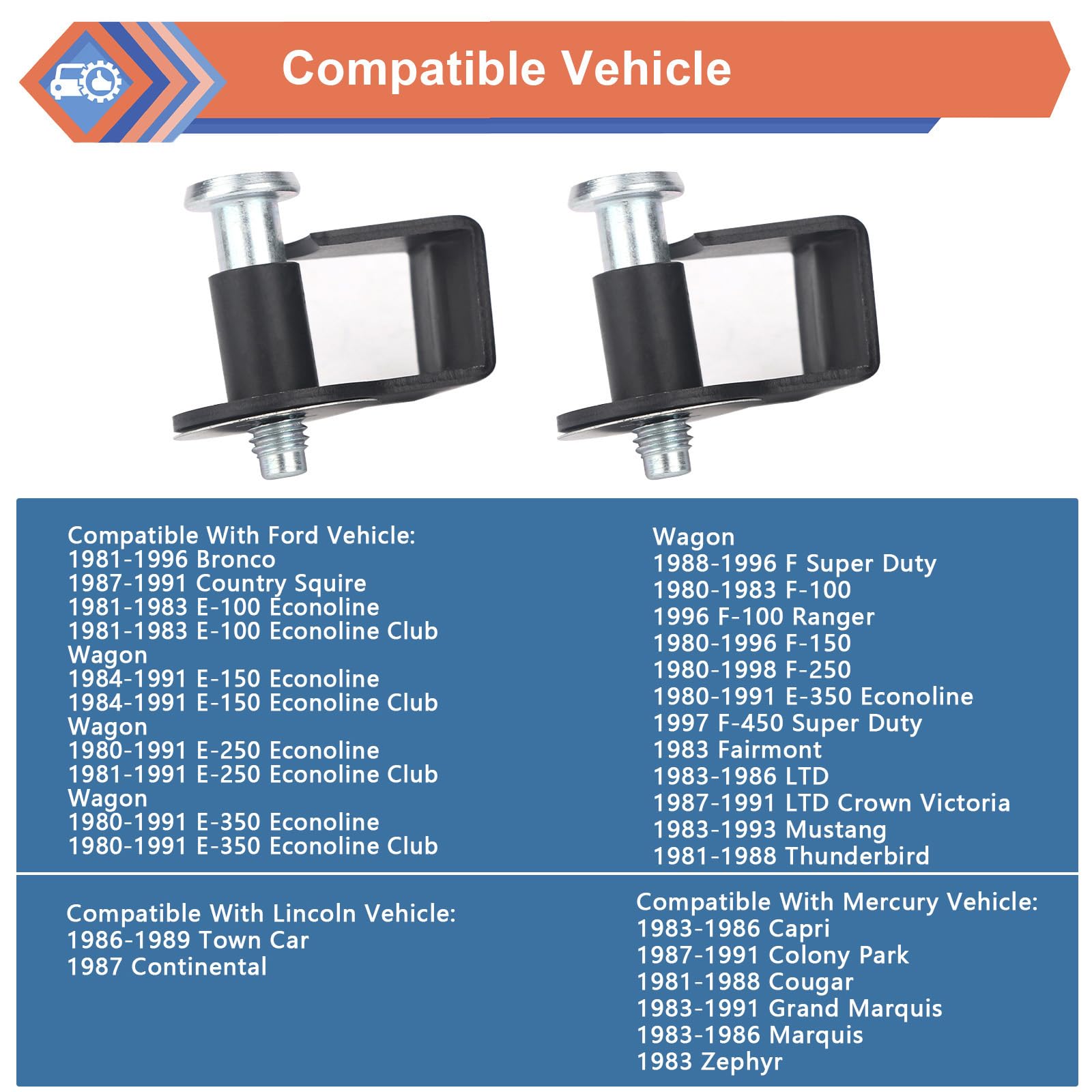 Zonfant 2 Pcs Door Striker Bolts Set, Door Latch Lock Striker Bolts Including Bushing Compatible With Ford Lincoln Mercury Vehic