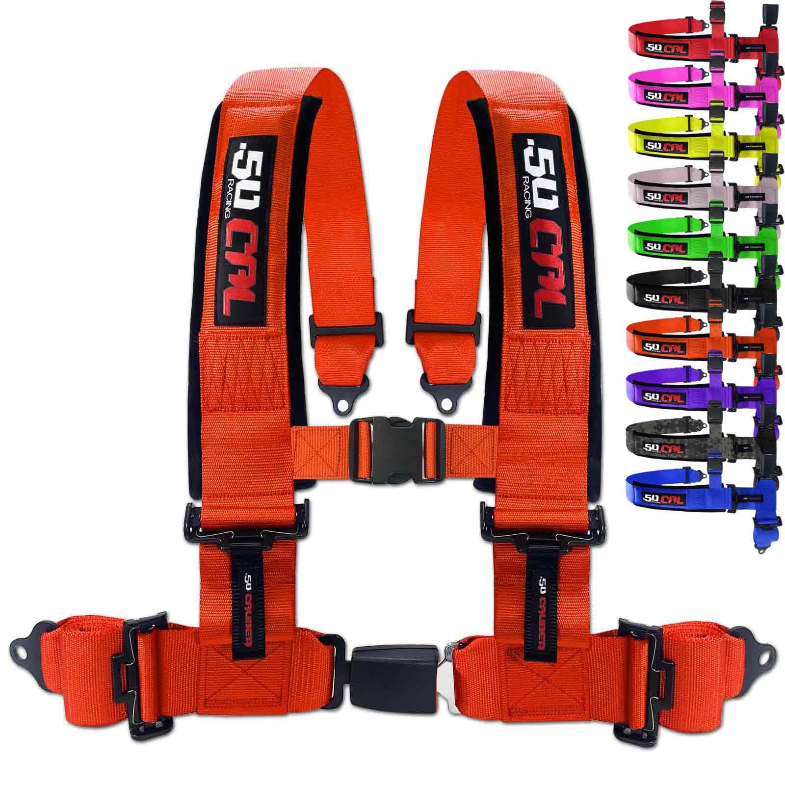 Orange 4 Point Harness for Bucket Seat, Push Button Release, 10 Color Options, Racing Harness, Race Car, Off Road Vehicle, UTV, 