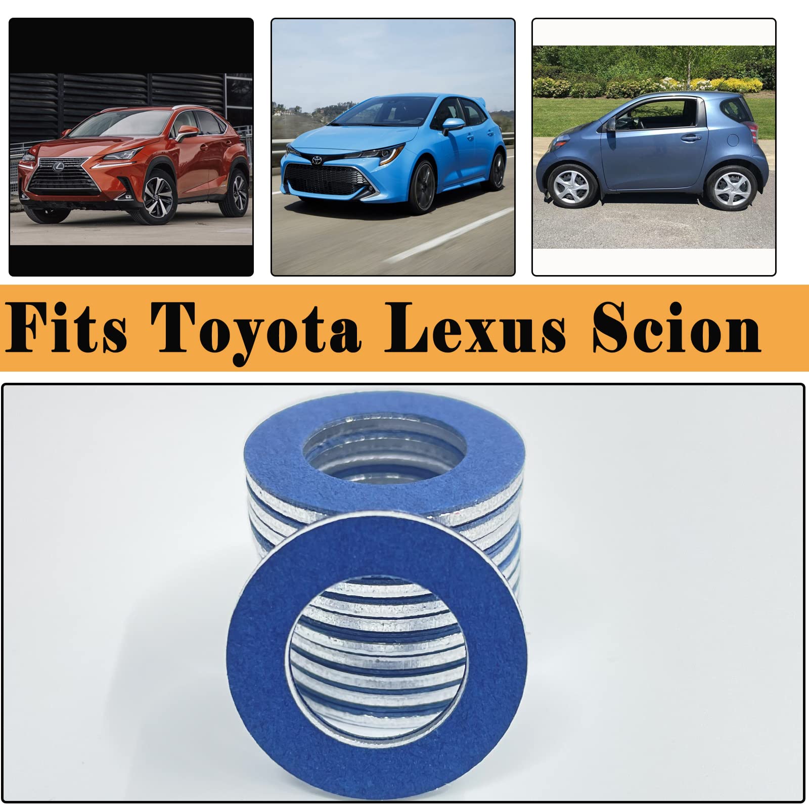 Danbojit 12 Packs Oil Drain Plug Gaskets for Toyota Tacoma, Tundra, Camry, Corolla, 4Runner, Scion, Avalon, Lexus - Compatible Replacement Parts