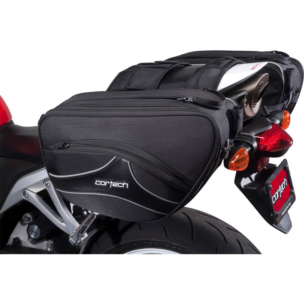 Cortech Super 2.0 36-Liter Motorcycle Saddlebag - Black / 16.9”L x 6.7”W x 10.2”D