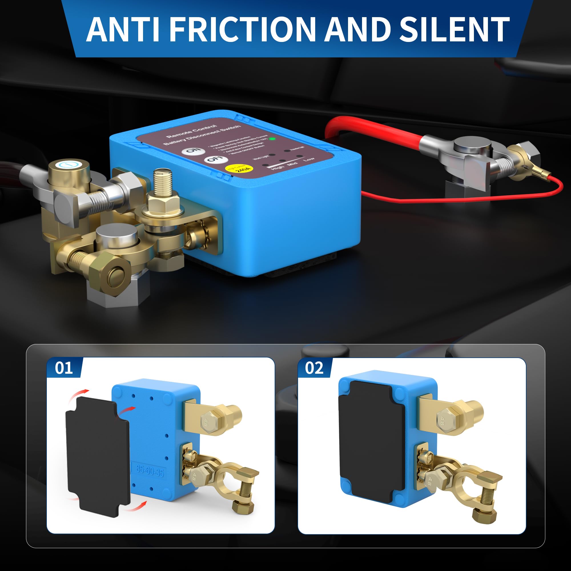 Rvboatpat Kill Switch 12V/24V 240A Remote Battery Disconnect Switch Automatic Power Shut Off Switch Remote Control Switch For Au