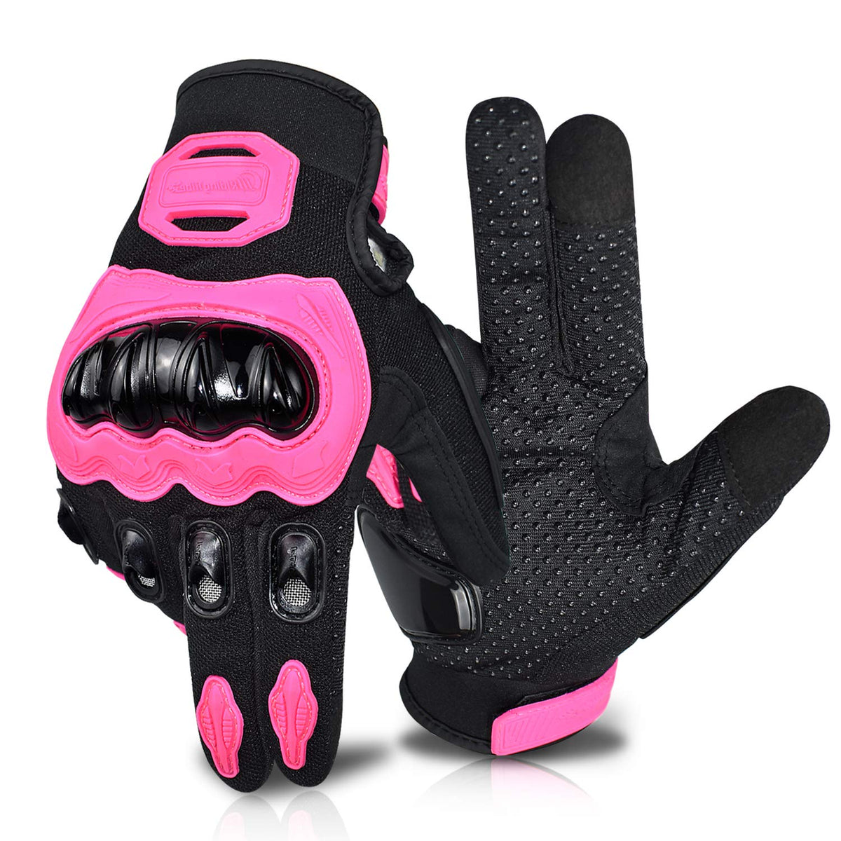 Elcyco Motorcycle Gloves For Women Touch Screen Summer Motorbike Dirt Bike Full Finger Gloves Road Racing, Cycling, Climbing Motocross (Pink, X-Large)