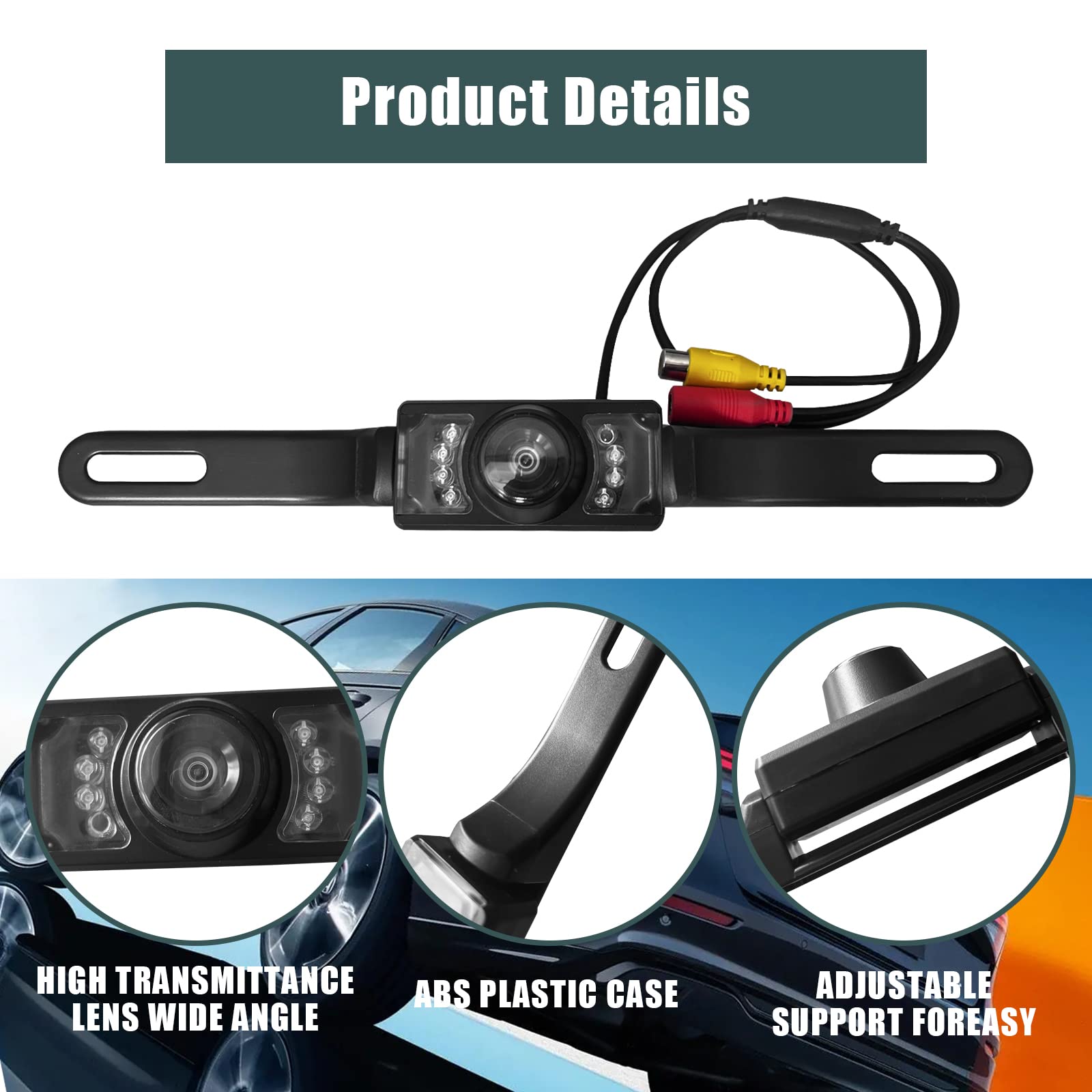 License Plate Reversing Camera, Waterproof And Dust-Proof Hd Picture, Wide-Angle Night Vision Camera, 8 Light Infrared Car Camer