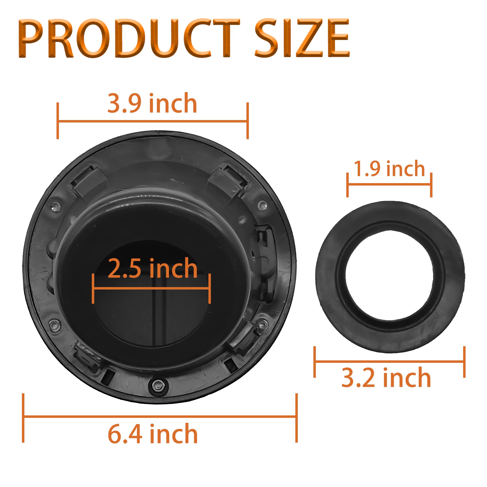 Fuel Filler Door Cover Gas Fuel Tank Cap Cover Black For 2007-2017 Jeep Wrangler Jk & Unlimited 4-Door 2-Door (Aluminium)