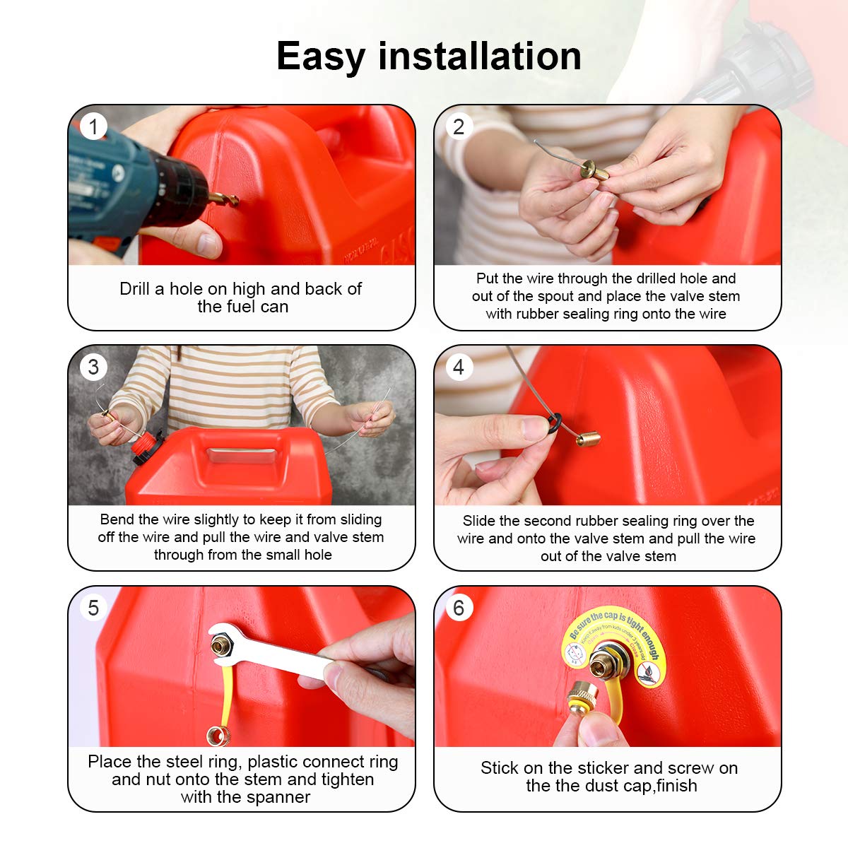 Magicfour Fuel Gas Can Vent Caps, Fuel Gas Can Vent Kits Fuel Gas Tank Vent Caps With Lanyard-Attached Cap For Gas Can Fuel Tank