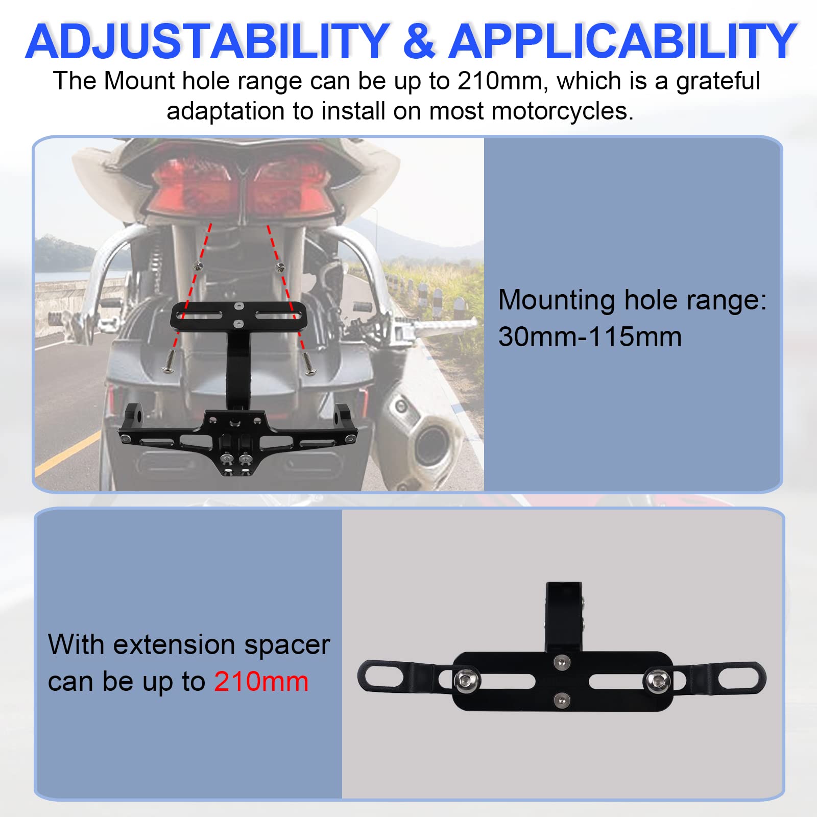Mdpromcp Universal Motorcycle Fender Eliminator With Led Light Cnc Aluminum Motorcycle License Plate Bracket Motorcycle License