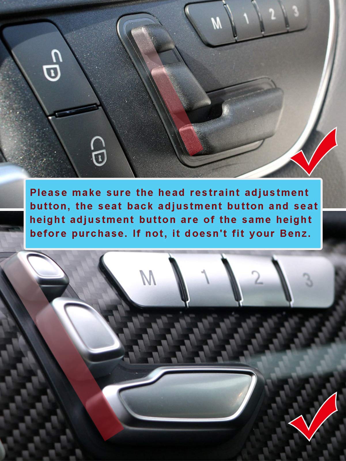 Jaronx for Mercedes Benz Left Side Door Seat Adjustment Button Replacement,Seat Control Switch Headrest Buttons B-Class W246,C-Class W204,E-Class W212,ML W166,CLA W117,GLK X204,GL X166(NOT for 2015+)