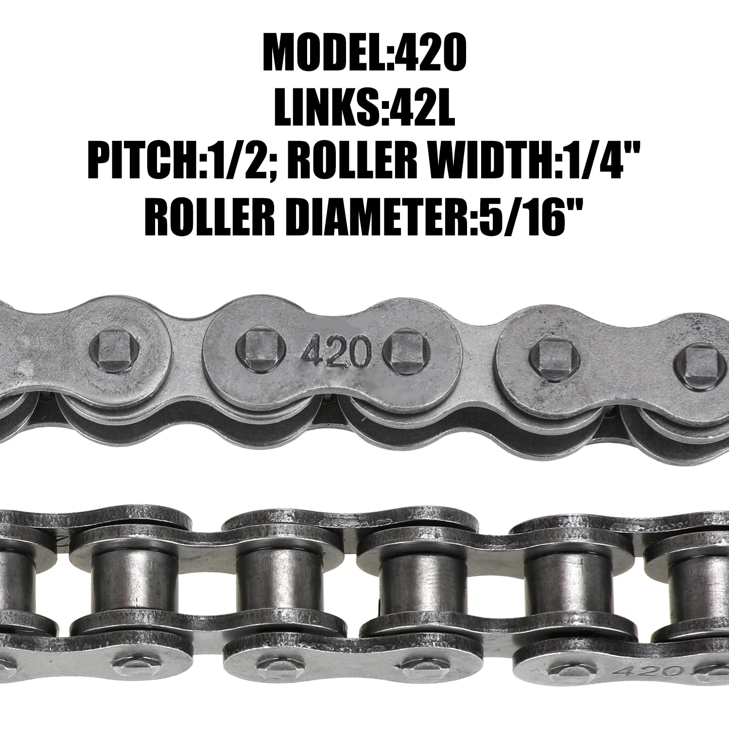 Yoxufa 420 Chain 42 Links With Chain Breaker For Coleman Ct200U Ct200U-Ex Bt200X Baja Warrior Mb200 Trailmaster Massimo Predator