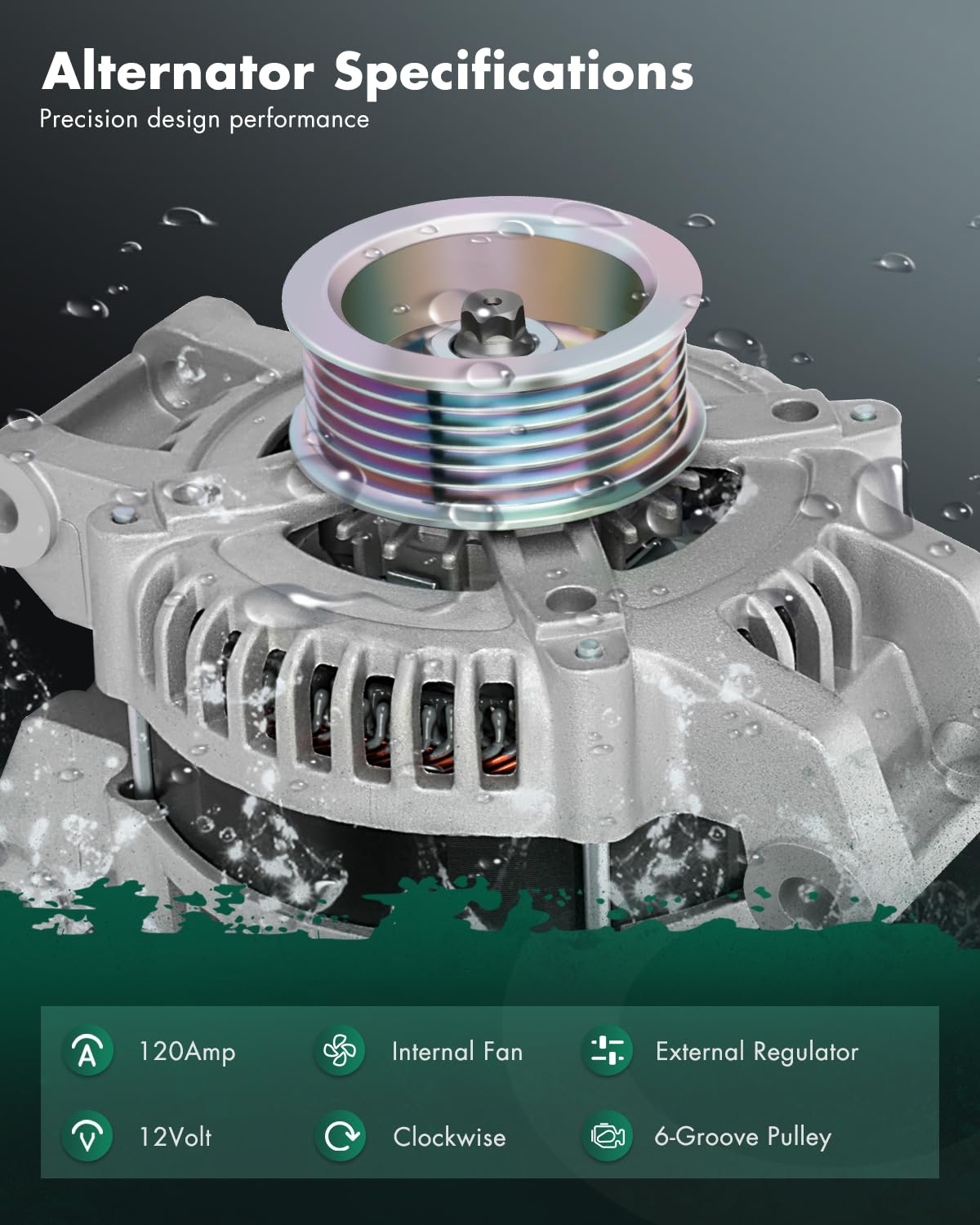 SCITOO Alternator Fits for Chrysler Sebring 2.4L 2.7L 2001-2006, for Dodge Stratus 2.4L 2.7L 2001-06- 12V 120Amp CW 6-Groove Pul