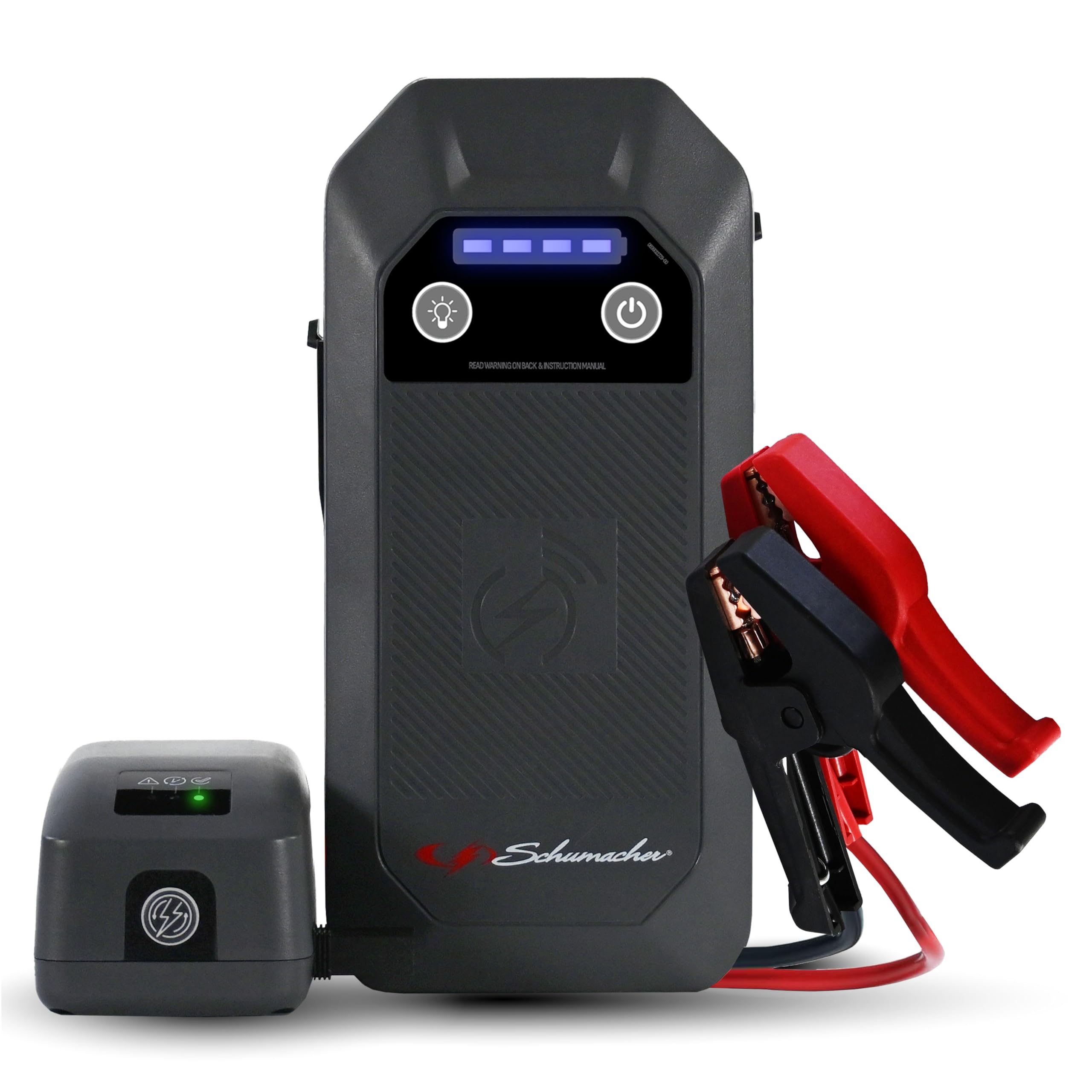 Schumacher Electric 12V Lithium Jump Starter & Power Pack - Portable 1500A Battery Jumper with 10W Wireless Charging, USBA/USBC 