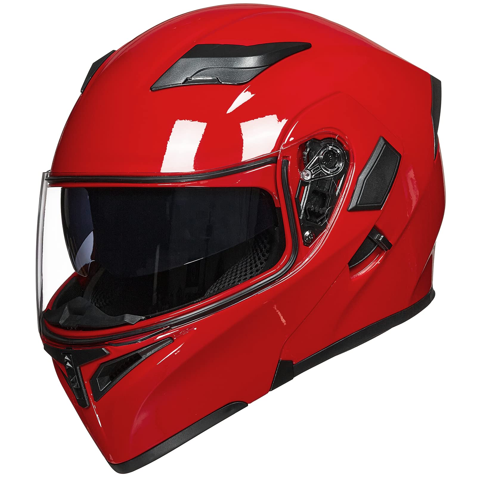 Ilm Motorcycle Dual Visor Flip Up Modular Full Face Helmet Dot 6 Colors Model 902 (S, Bright Red)