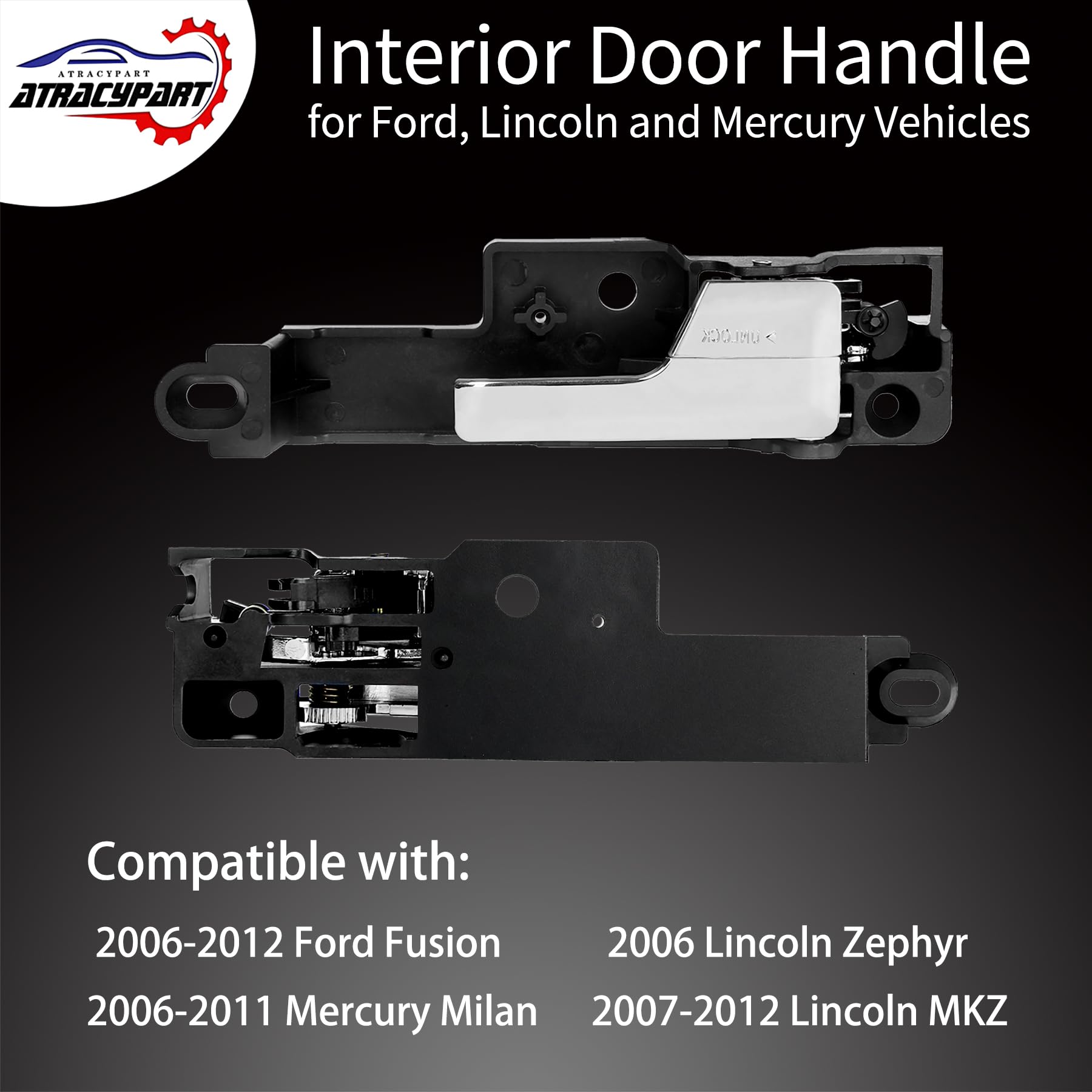 Interior Door Handle (4 Pcs) Front Rear Left & Right Compatible With 06-12 Ford Fusion, 07-12 Lincoin Mkz, 06-11 Mercury Milan Replaces# 6E5Z-5422601-A, 6E5Z-5422600-Aa, 6E5Z-5422601-B, 6E5Z-5422600-A