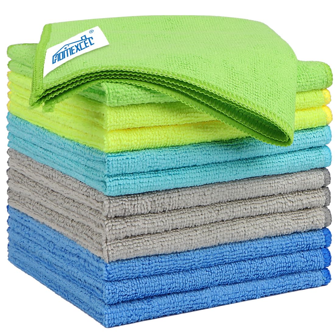 Homexcel Microfiber Cleaning Cloth 12 Pack, 12.5 X 12.5 Inch Microfiber Towels For Cars, Ultra Absorbent Cleaning Rags, Lint Fre