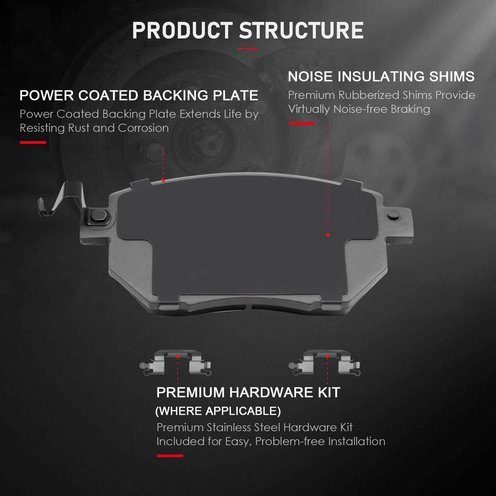 Cciyu D969 Ceramic Front Brake Pad Set - Fit For Infiniti Fx35, Fx45, Nissan Altima, Maxima, Murano