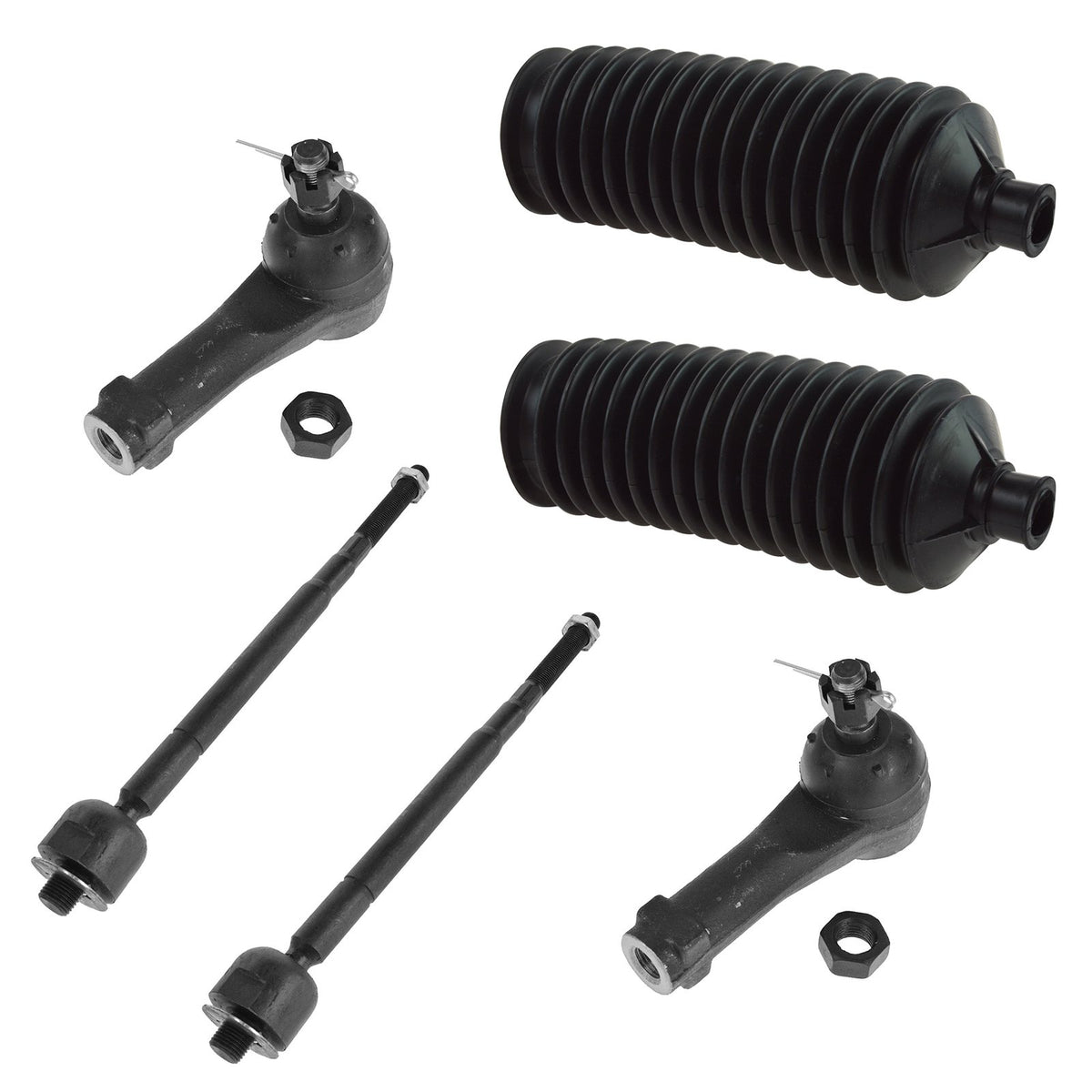 Trq Front Driver & Passenger Side Steering Kit Steering Rack & Pinion Bellow Tie Rod Compatible With 2002-2004 Honda Odyssey