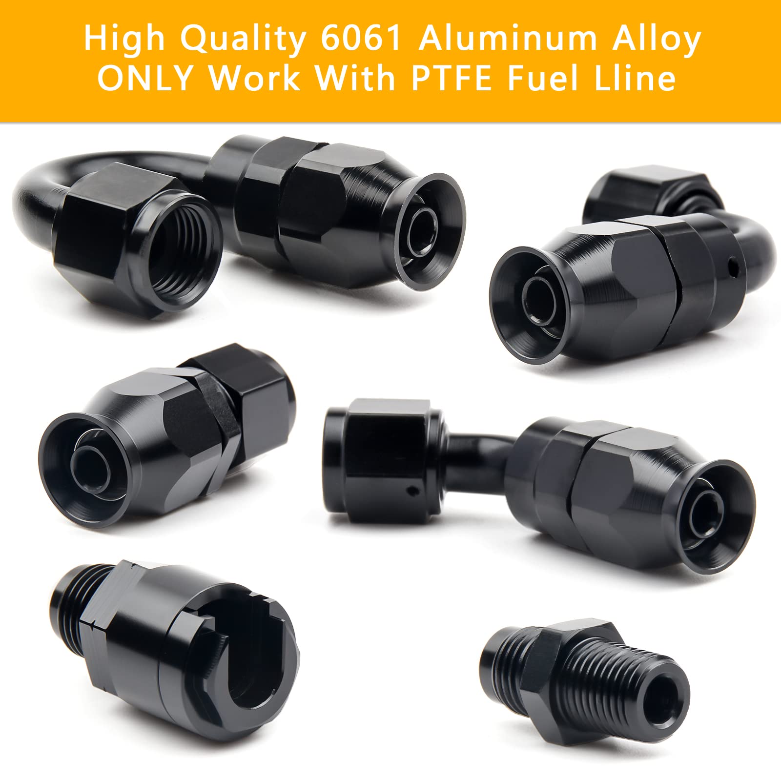 Medoon 6AN PTFE Fuel Line Kit, 5/16'' Nylon Stainless Steel Braided, LS Swap EFI E85 Injection Fuel Hose Fitting 20FT