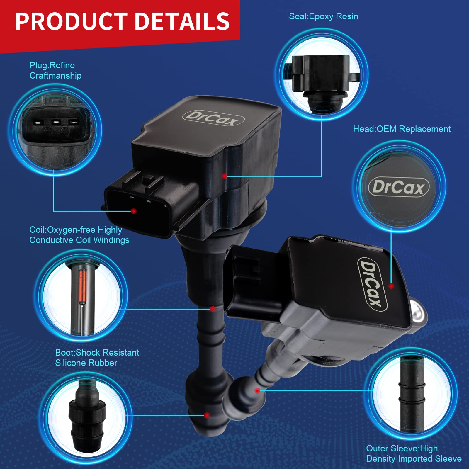 Drcax Oem Ignition Coil Uf350 C1398 5C1395 Compatible With 2002-2008 Nissan Altima Sentra X-Trail - L4 2.5L Engines - 1 Pack