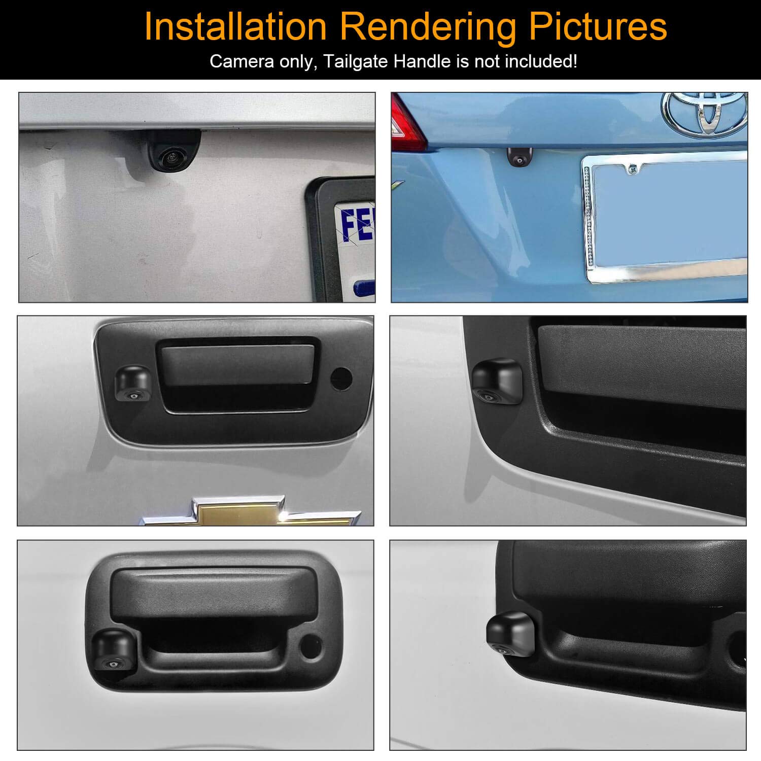 Natika Chrome Backup/Front View Camera,Ip69K Waterproof Good Night Vision Hd And Super Wide Angle Metal Oem Style Chrome Reverse