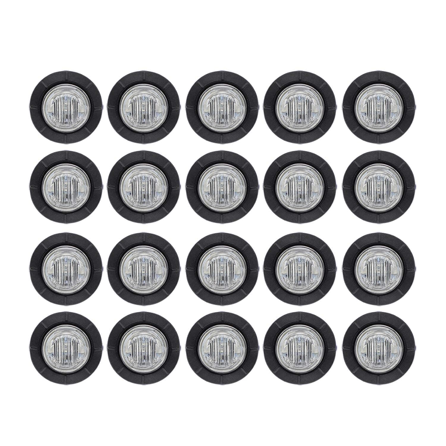 Tmh (Pack Of 20 3/4 Inch Mount Clear Lens Red Led Clearance Bullet Marker Lights, Side Led Marker Lights For Trailer Truck Rv Ca