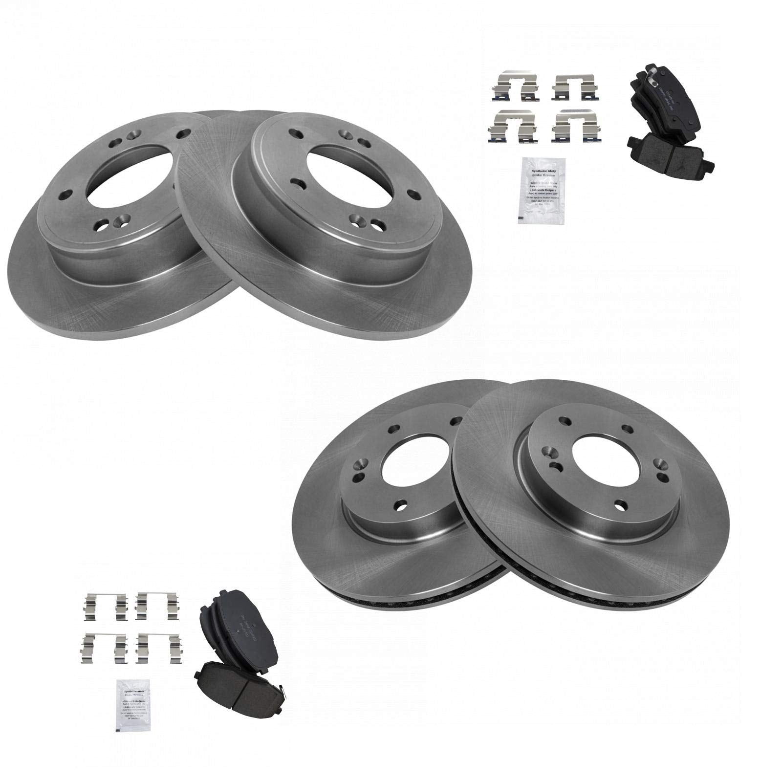 Trq Front And Rear Brake Pad & Rotor Kit Brake Pads Brake Rotor Ceramic Compatible With 2014-2016 Kia Soul