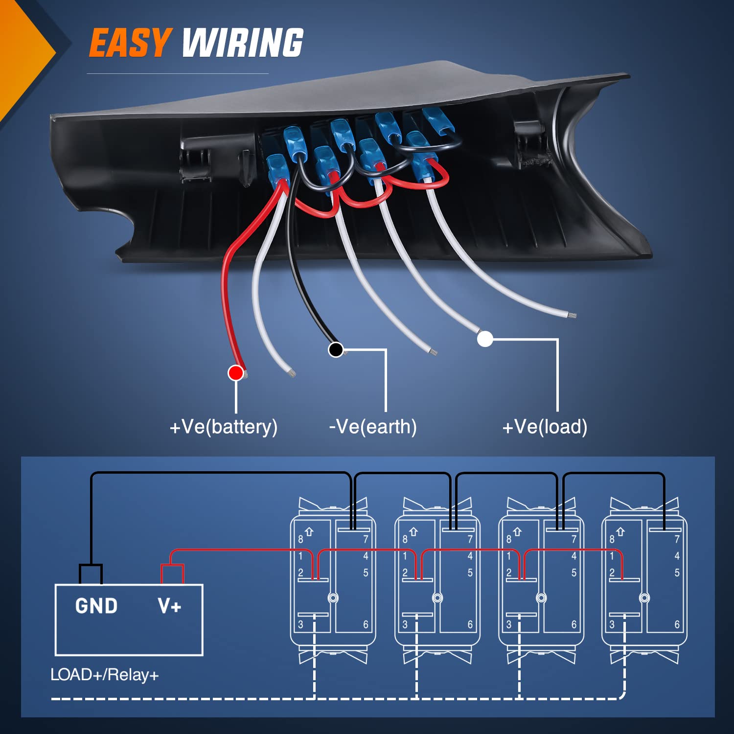 Nilight A-Pillar Switch Pod 12V Left Driver Side A Pillar Rocker Panel With Backlit Label Stickers Pre-Wired On Off 4 Color Togg
