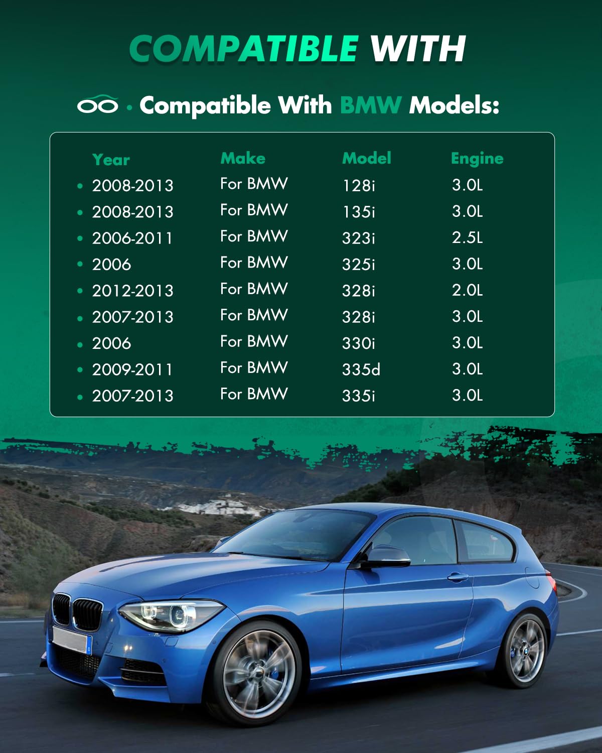 Scitoo Complete Strut Coil Spring Assembly Replacement Struts Shocks Fit For 2008-2013 For Bmw 128I/135I 2006 For Bmw 325I/ 330I