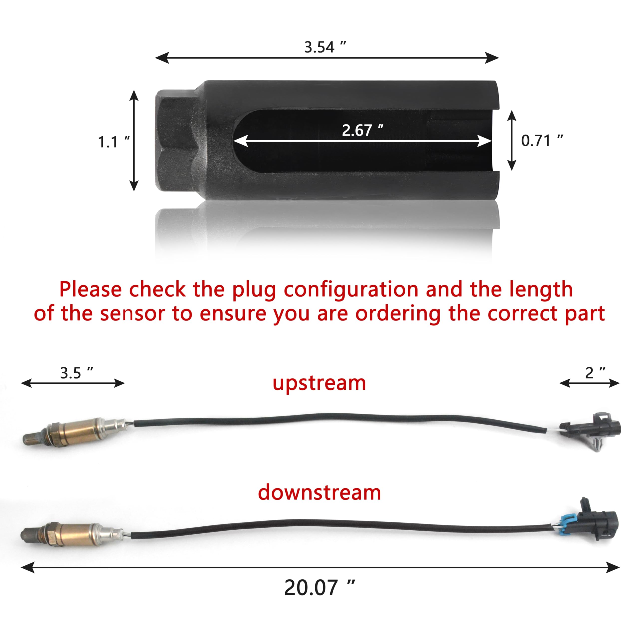 Oxygen Sensor with Socket Fit for 1996 1997 1998 Chevy Silverado Express Cheyenne WT C1500 K1500 GMC C1500 K1500 Sierra O2 Senso
