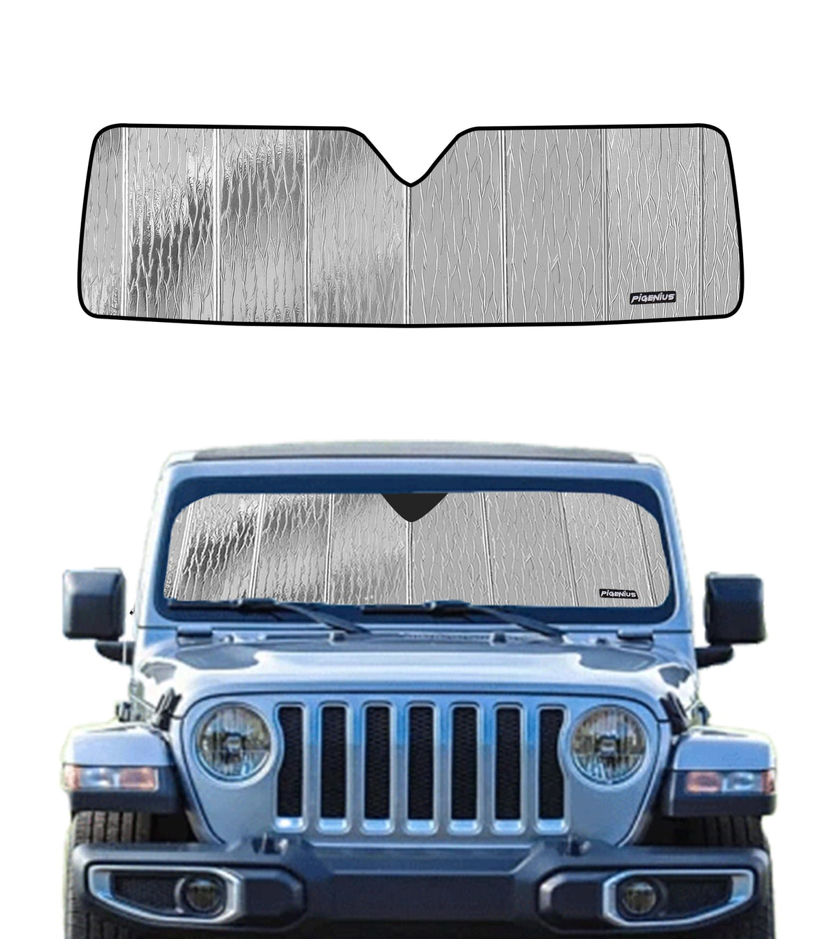 Pigenius Windshield Sun Shade For Jeep Wrangler 2011-2017, Wrangler Jk 2018 Front Window Sunshade - Astraguard