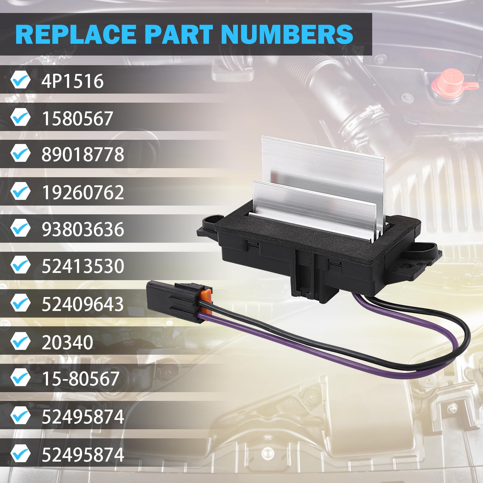 Ac Blower Motor Resistor Blower Control Module, Fit For 2003-2007 Chevrolet Silverado Avalanche Suburban Tahoe, Gmc Sierra Envoy Yukon, Cadillac Escalade, Replace 15-80567 89018778 52495874 4P1516