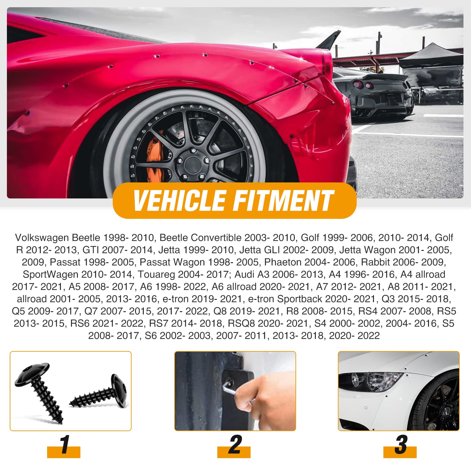 GOOACC 50pcs Torx Truss Head Tapping Screw Fender Liner Splash Guard Under Cover License Bracket for VW Audi N90775001 N90892001