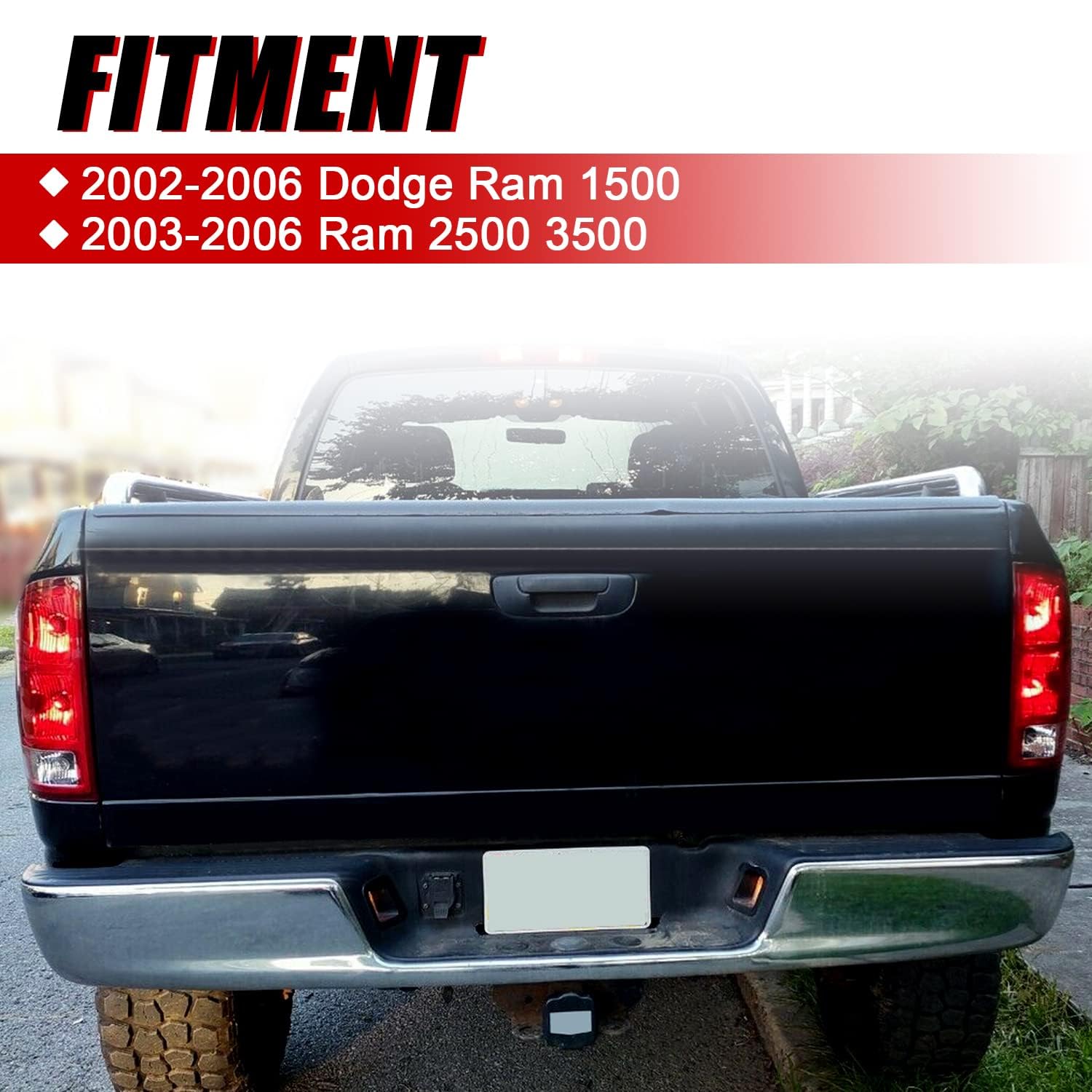 Ecotric Tail Light Compatible With 2002-2006 Dodge Ram 1500 / Compatible With 2003-2006 Ram 2500 3500 Taillight Turn Signal Ligh