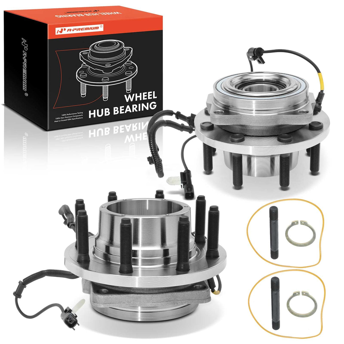 A-Premium 2 x Front Wheel Bearing and Hub Assembly with ABS & 8-Lug Compatible with Ford F-250 Super Duty 2011-2016, F-350 Super