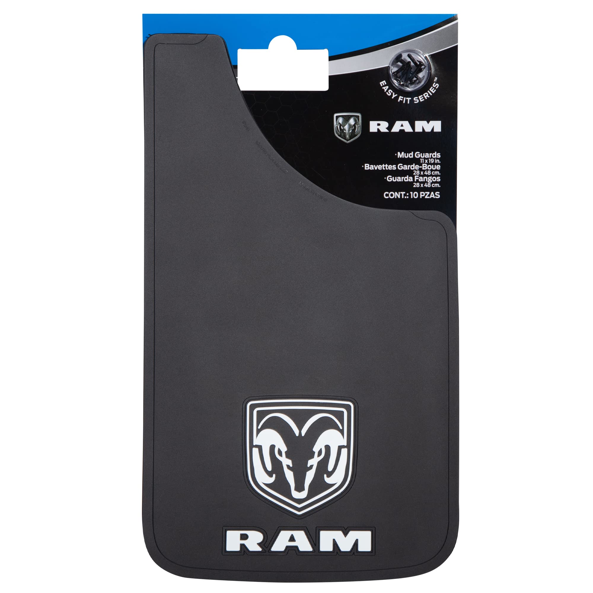 Plasticolor RAM Logo Mud Guard Set - 11"x19", Black, Fiberglass Reinforced PVC, Model 000509R01