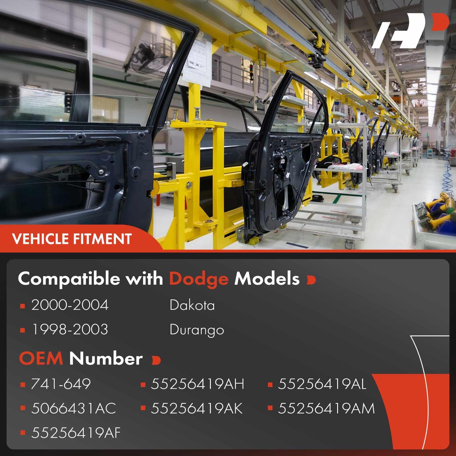 A-Premium Power Window Regulator With Motor Replacement For Dodge Durango 1998-2003 Dakota 2000-2004 (Crew Cap Only, Cable Opera