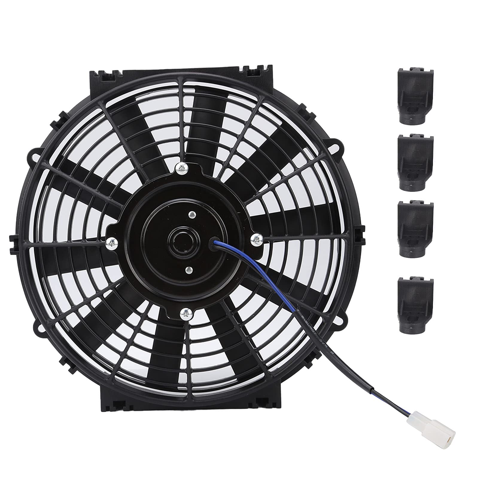 Acouto 10In Slim Electric Fan Automotive 24V Slim Electric Cooling Fan Radiator 80W 2100Rpm 10 Straight Blades Universal For Car