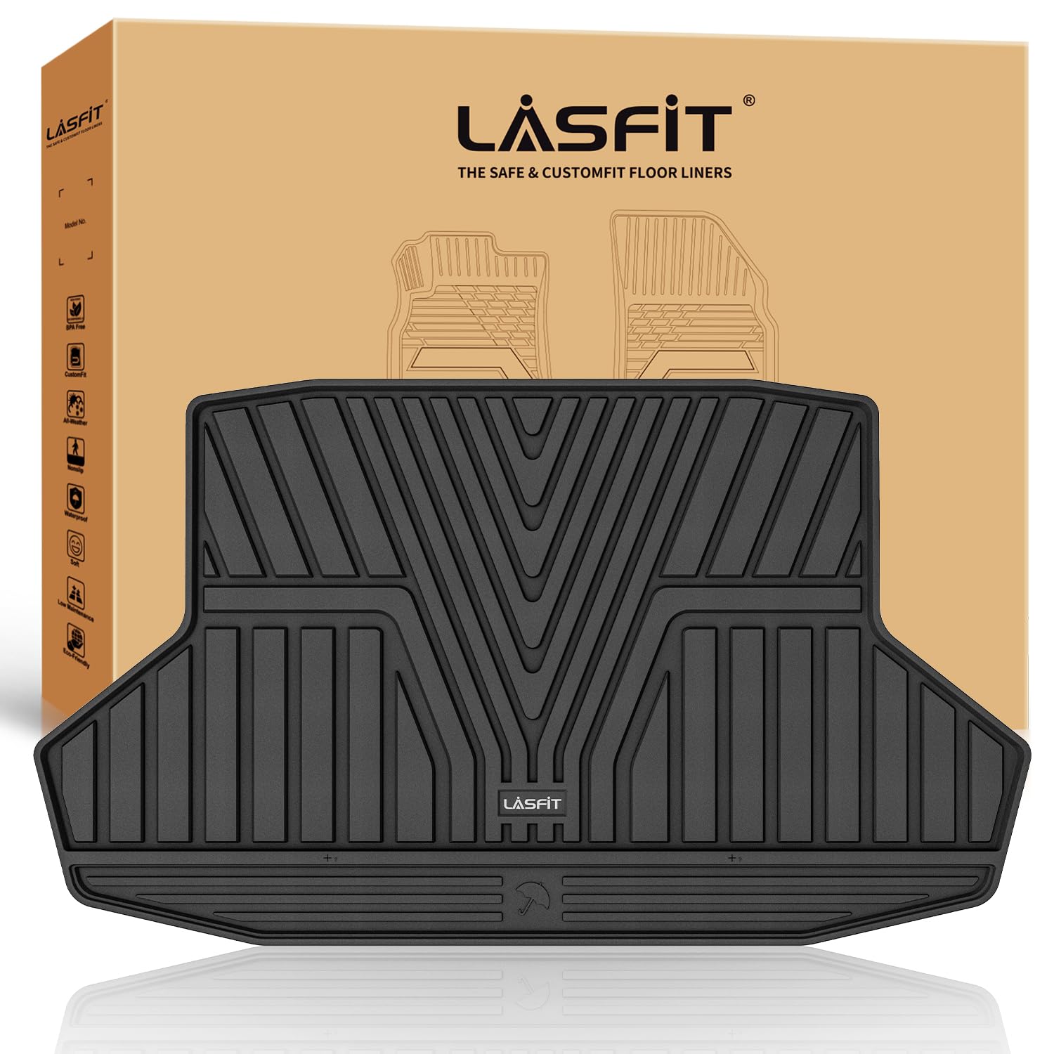 Lasfit Trunk Mat For Honda Civic 2022 2023 2024 2025 Sedan, All Weather Tpe Custom Fit Trunk Liner Trunk Tray Cargo Mat Cargo Li