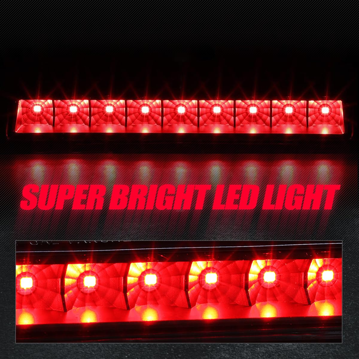 Auto Dynasty Full Led Black Housing Third Rear High Mount Brake Stop Light Lamp Bar Compatible With Honda Ridgeline 06-14