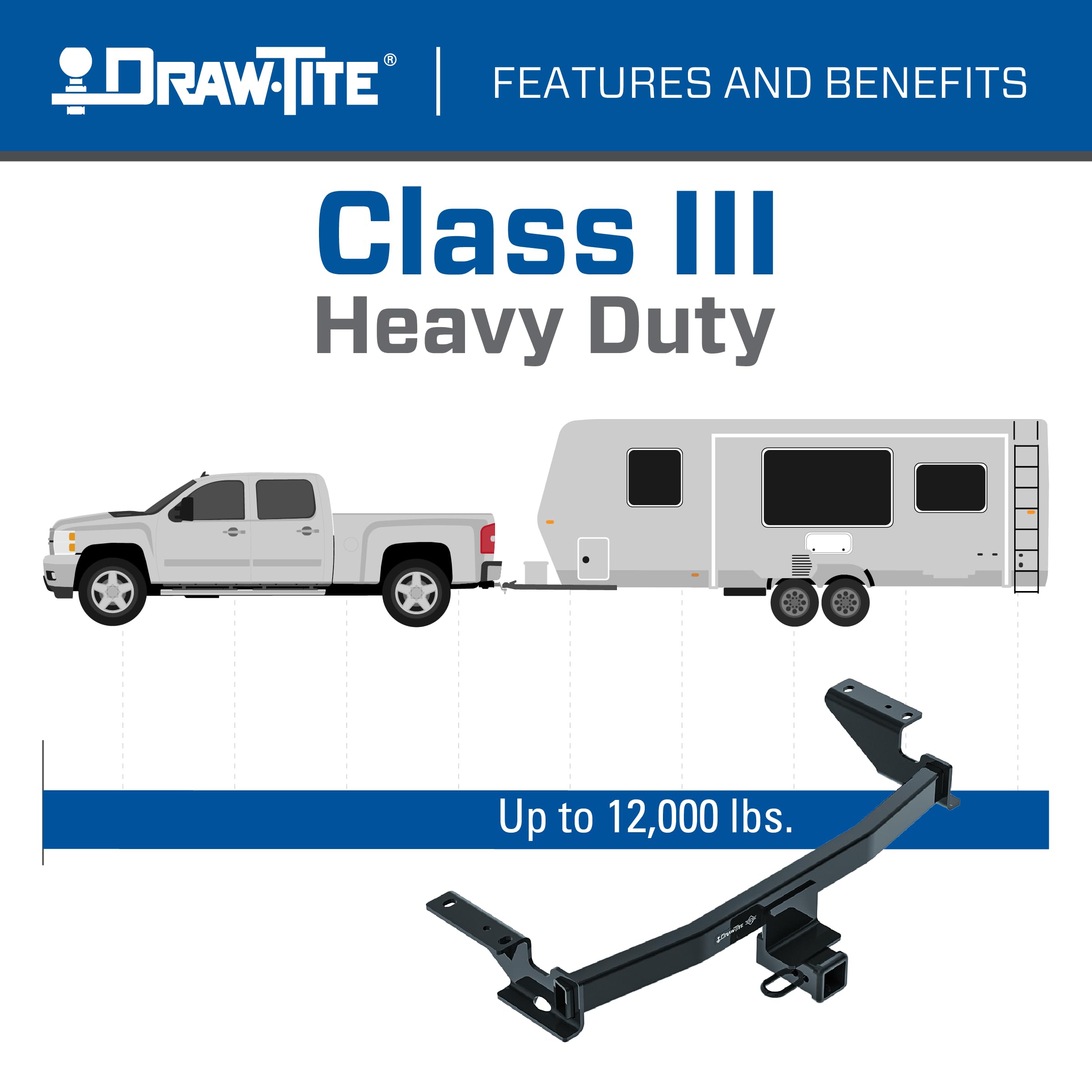 Draw-Tite 76138 Class 3 Trailer Hitch, 2 Inch Square Receiver, Compatible With 2013-2024 Mazda Cx-5