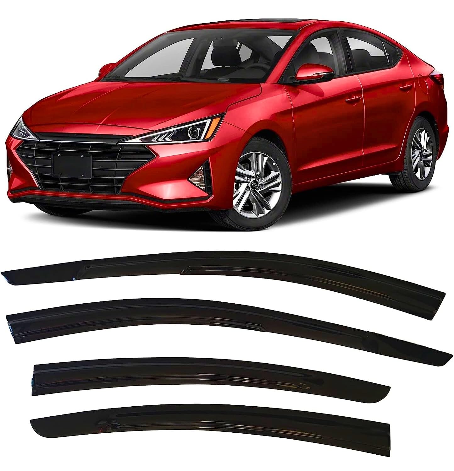 2017-2020 Tape-On Rain Guards For Hyundai Elantra Side Window Deflector Visors Se Sel Value Eco Limited Sport Durable Tinted Ven
