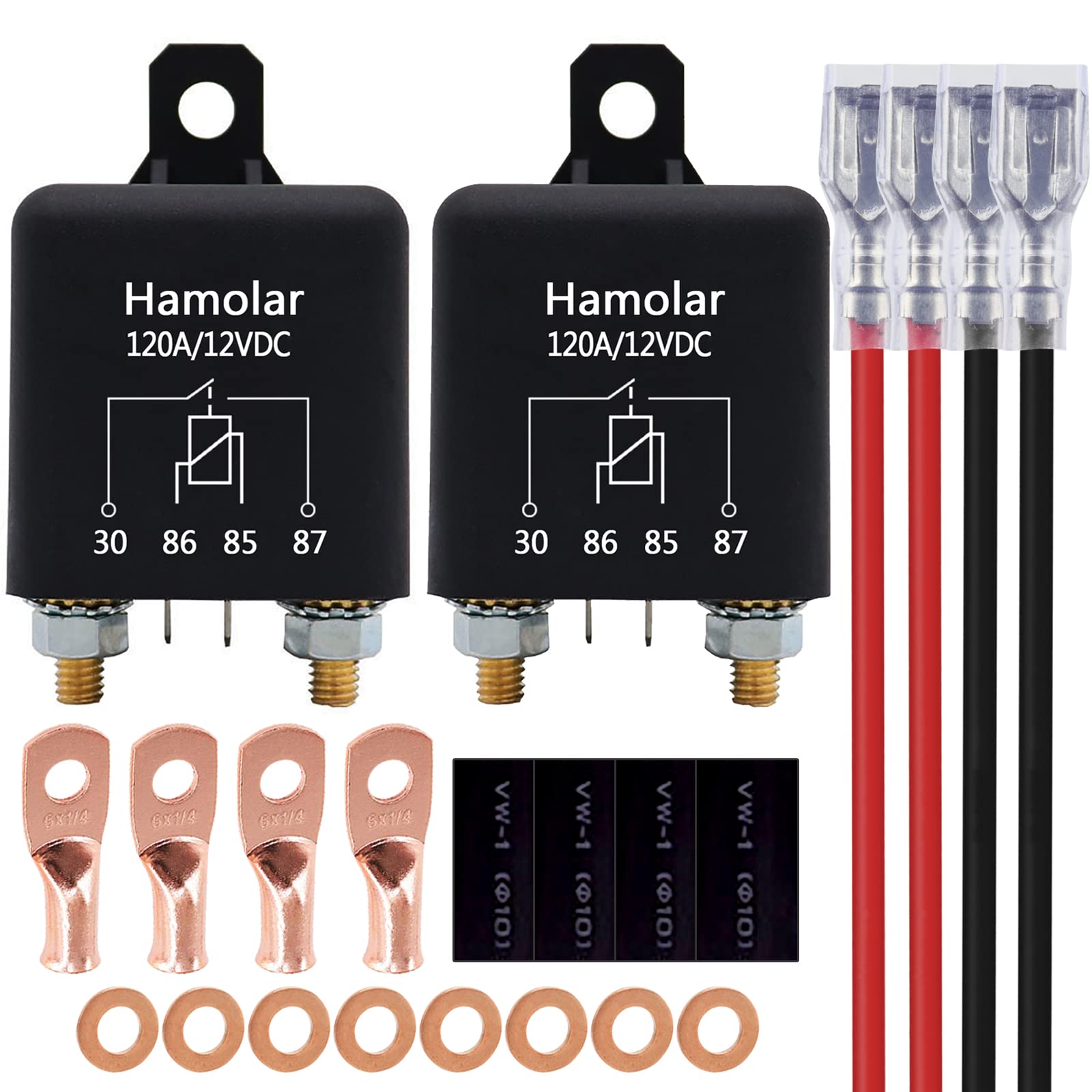 Hamolar 2 Pack 12V Dc 120A Starter Relay Switch Car Heavy Duty Split Charge Continuous Duty 4 Terminal Spst Relays For Truck Boat Marine