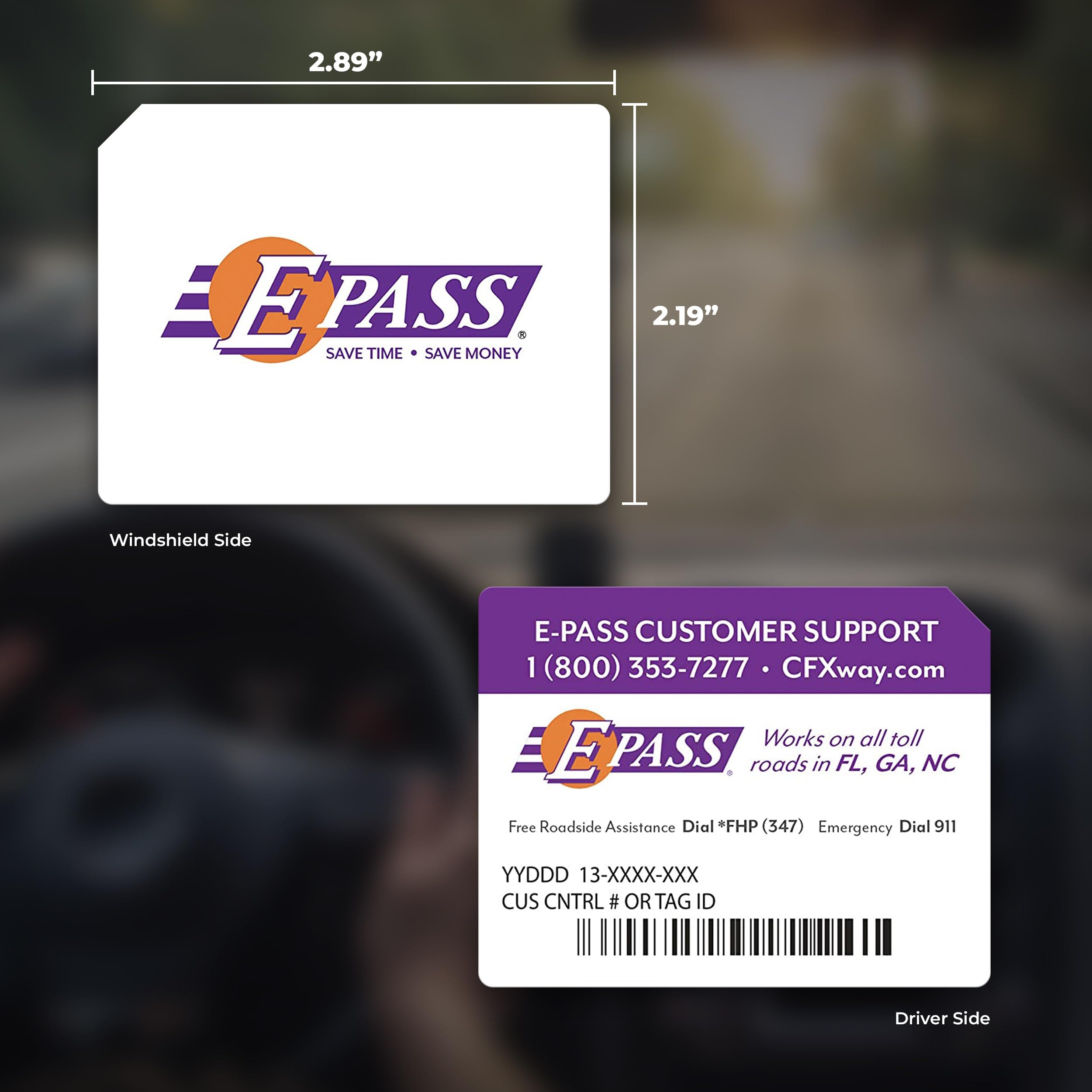 E-PASS Electronic Toll Sticker - Prepaid Toll Program for All Roads in FL, GA, NC - Hassle-Free Travel