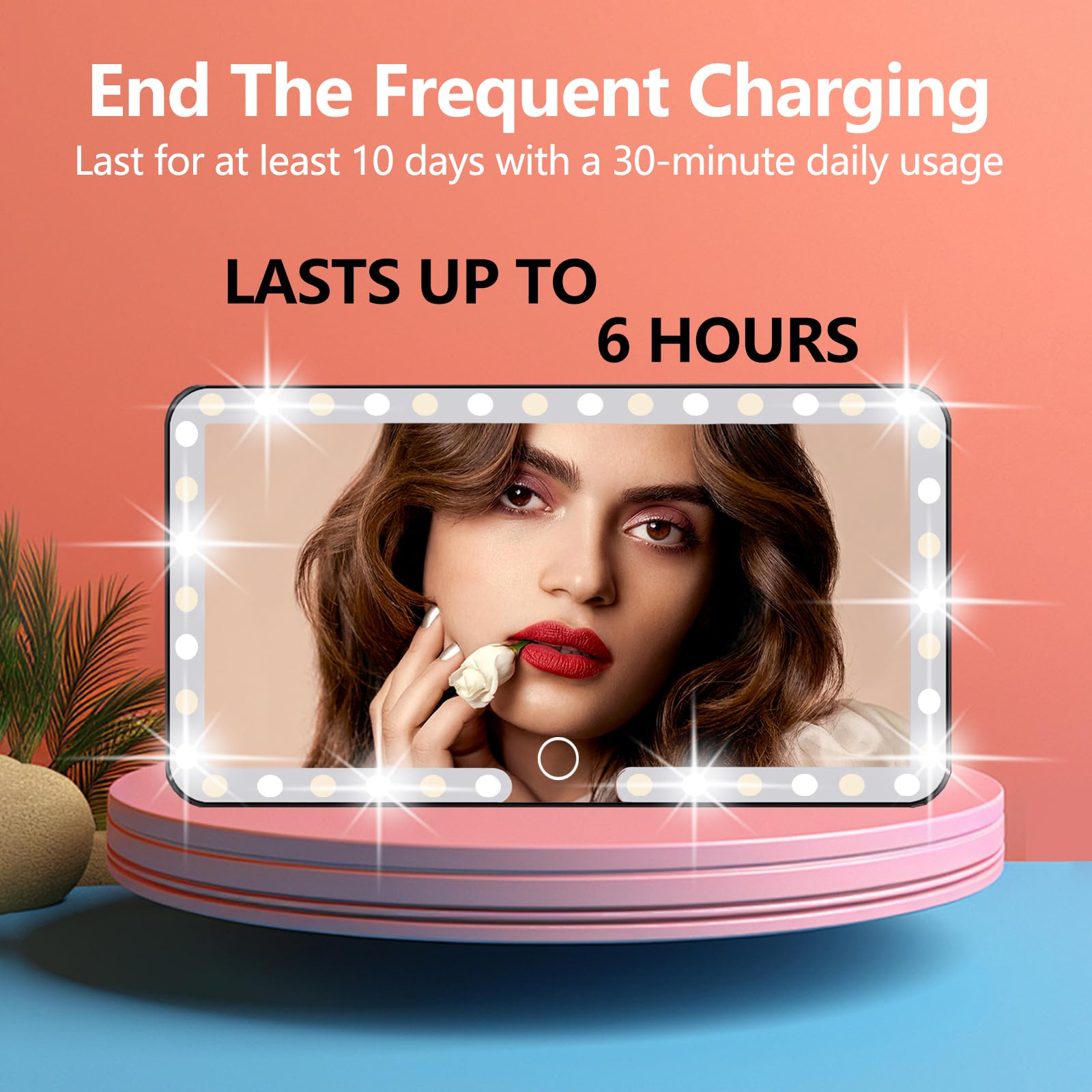 Deluxsa Car Sun Visor Vanity Mirror,Rechargeable Car Mirror with 3 Light Modes & 60 LEDs, Makeup Mirror with Dimmable Touch Scre