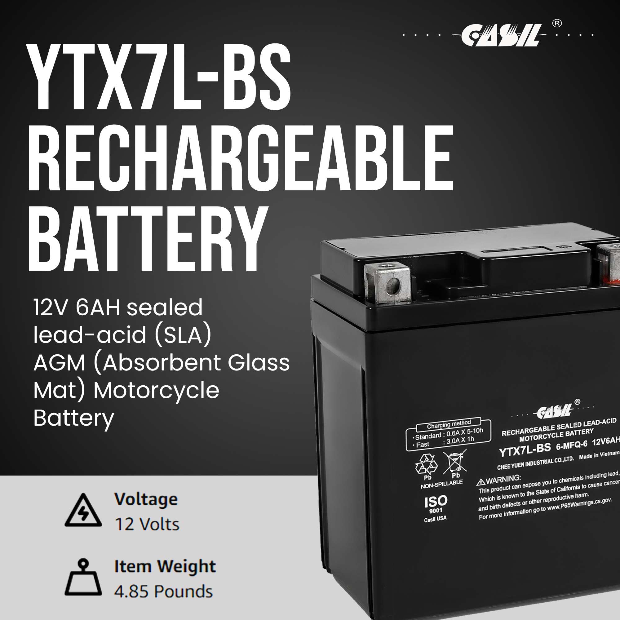 Ytx7L-Bs High Performance - Maintenance Free - Yuasa Yuam327Bs Ytx7L-Bs Battery